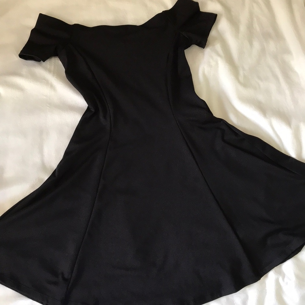 Zara Black Off Shoulder / Bardot A-Line Mini Dress